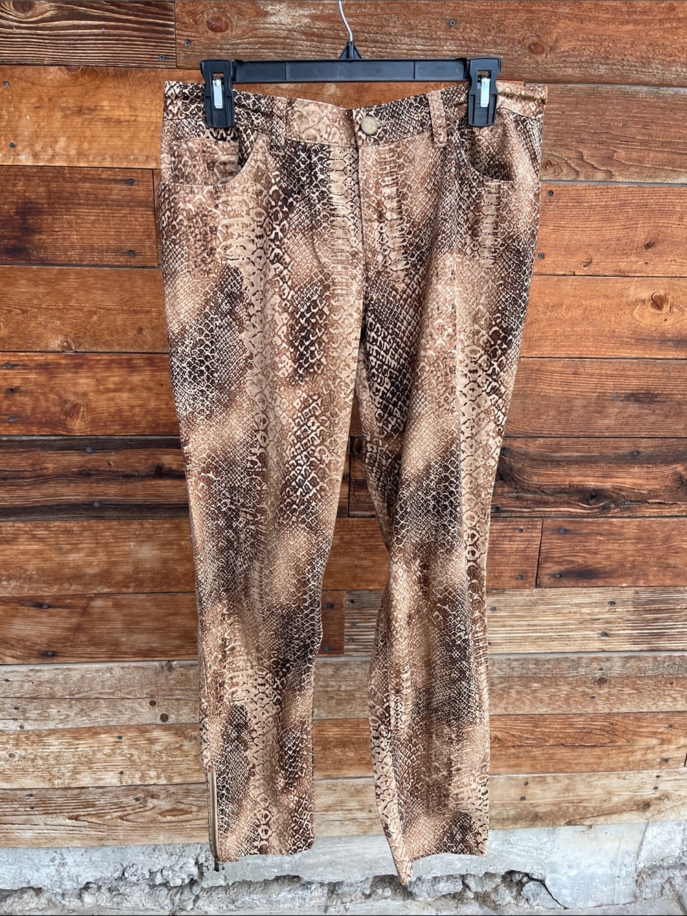 Lauren Ralph Lauren Brown Snake-Print Skinny Jeans